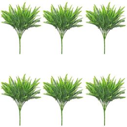 18 PCS Artificial Fern Plants - Artificial Boston Fern Bush Faux Indoor Outdoor UV Resistant Greenery Shrubs Fake Plants336f