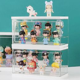 Acrylic Blind Box Showcase Storage Organizer Action Figures Display Case Dustproof Artcrafts Toy Doll Model Collectible 240130