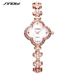 Wristwatches SINOBI Top Watches Women Fashion Four Leaf Clover Shape Bracelet Wristwatch Noble Ladies Jewellery Watch225U