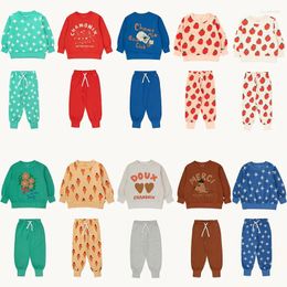 Clothing Sets Tc 2024 Autumn Winter Kids Girls Clothes Boys Fleeced Sweatshirt And Pants Suits Lovely Cartoon Pattern Children Set