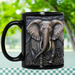 Mugs Drop Design Black Coffee Mug Milk Tea Cup Elephant Animal Beer Surprised Gift 330ML