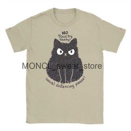 Men's T-Shirts Summer Women T-Shirt Pink No Touchy Cat Graphic Tops Funny Cute Cartoon y2k Short Sleeve Cotton High Quality Comfy Oversize TeesH24131