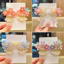 Hair Accessories Children Antique Vintage Flower Tassel Hairpin Little Girl Hanfu Headwear Chinese Style