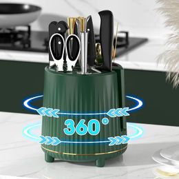 Kitchen Storage 360 °rotation Knife Holder Stand Multifunctional Knives Stands For Cutlery Utensil Inserted Block Tank
