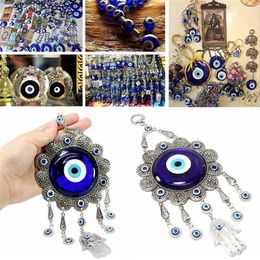 JX-LCLYL Wall Hanging Turkish Blue Evil Eye Flower Hamsa Hand Amulet Decor Protection Y201006319h