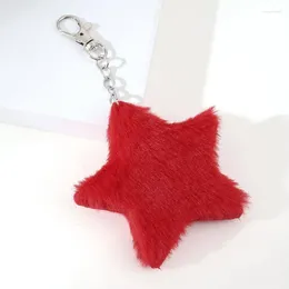 Keychains Cute Sweet Plush Star Soft Fluffy Faux Fur Pendant Keyrings Women Girls Bags Charms Hanging Decorations Key Holder