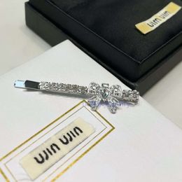 Hair Clips Barrettes Womens hair clip Luxury mius barrettes clamps Bow Knot Full Diamond Crystal Hairpin for Women Fresh Super Immortal Small Common Line Hairpin