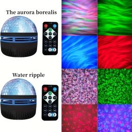 LED Water Pattern Starry Sky Light Remote Control Aurora Projection Light USB Plug-in Magic Ball Stage KTV Hotel Laser Light