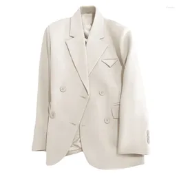 Women's Suits Women Suit Jacket Top Loose All-Match Coat Ladies Business Work Wear Formal Double Button Blazer Small