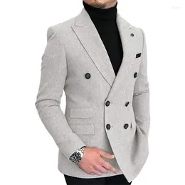 Men's Suits Tweed Suit Blazer Formal Wool Bussiness Jacket Prom Tuxedos Double Breasted Patterned For Wedding Groomsmen