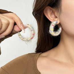 Stud Earrings Geometric Colored Flocking C-word For Women Fashion Jewelry Light Luxury Minimalist Accessories