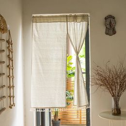 Simple Japanese-style Cotton and Linen Ins Wind Fabric Partition Curtain Semi-shading Household Door Curtain Short Curtain 240119