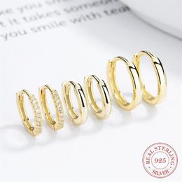 Hoop Earrings Cute 925 Sterling Silver Round Cz Circles Small Loop Huggies For Women Jewellery Kids Baby Children Girls Aretes217D