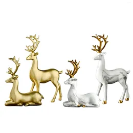 Decorative Figurines 1 Pair Resin Elk Deer Ornament Home Decor Statue Tabletop Ornaments Office Lucky