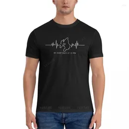 Men's Polos Islay Heartbeat White Fitted T-Shirt Customised T Shirts Big And Tall For Men Sweat