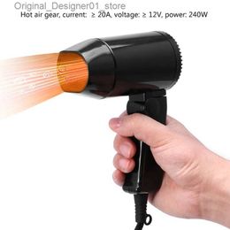 Hair Dryers Portable 12V Car-styling Hair Dryer Hot Cold Folding Blower Window Defroster Q240131