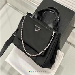 Fashion 2pcs set Saffiano Handbags Shopping Bag Woman chain Bags Designer Tote Two Pieces Capacity Nylon tes Shoulder bags239A