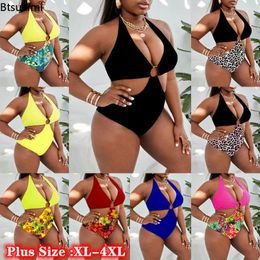 Women's Swimwear Plus Size 4XL Swimsuits For Fat Ladies Printted Sexy One Piece Swimsuit Women Holiday Beachwear Bathing Suit Bikinis 2024