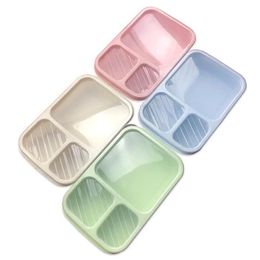 3 Grids Lunch Box With Lid Food Fruit Dinner Storage Boxes Container Kitchen Microwave Camping Kid Dinnerware 4 Colors296q