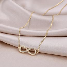 Pendant Necklaces Gold Silver Color Infinity For Women CZ Lucky 8 Choker Box Chain Necklace Gift Women's Trend Jewelry 2024