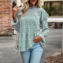 Women's Blouses Gaovot Elegant Women Print Chiffon Tops Boho Style Casual Vacation Ladies Top Shirring Long Sleeve Loose Shirt