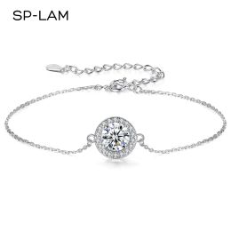 Bangles 1Ct Moissanite Bracelet With Certificate Korean Fashion Trendy 925 Sterling Silver Chain Charms For Women 2022 Luxe Jewellery