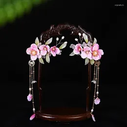 Hair Accessories Chinese Styling Pins Piece Sweet Flower Clamps With Pendant Tassel For Gown Dress Cosplay Party Banquet