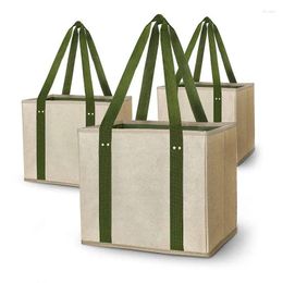 Shopping Bags Durable Collapsible Reusable Extra Long Handles Heavy Duty Storage Foldable Grocery Tote Bag With Reinforced Bottom