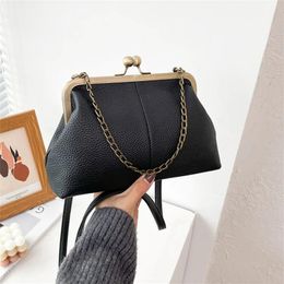 Elegant PU Women Small Shoulder Bag Luxury Designer Clip Clutch Retro Ladies Purse and Handbags Crossbody Bags Soft leather