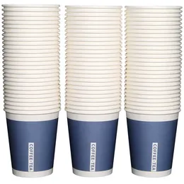 Disposable Cups Straws 100pcs/pack 250ml Paper Cup Customization Coffe Drinking Party Supplies