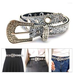 Belts Delicate Adjustable Rhinestone Buckle Belt Woman Harajuku Full Sequins Waist Cowgirl Y2k Girls For Jeans Men DropShip