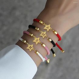 Charm Bracelets 2024 Fashion Star Initial Bracelet Women A-Z Letter Colorful Adjustable Rope For Jewelry Gift