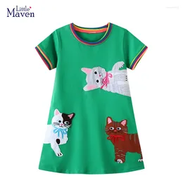 Girl Dresses Little Maven Outerwear Cotton Toddler Clothes Cartoon Animals Short Sleeves Children's Clothing Vestidos Summer