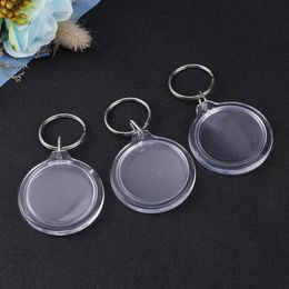 100pcs Po Keychain Circular Transparent Blank Acrylic Insert Po Picture Frame Keyring Key Holder Diy Split Ring Key Chain237h