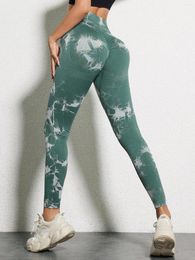 Women's Leggings SVOKOR Women Tie Dye Seamless High Waist Fitness Pants Sexy BuLifting Workout Ruched Tights Gym Yoga