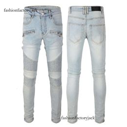 Men Designer Jeans Big and Tall Trousers Denim for Man Skinny Rock Biker Slim Blue Hip Hop Mens Fashion Buckle Long Straight Zipper Fly Washed Solid Softener