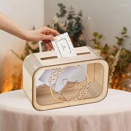 Party Supplies Wedding Money Box Creative Gift Card Multi Use Wooden Envelope DIY Engagement For Storage