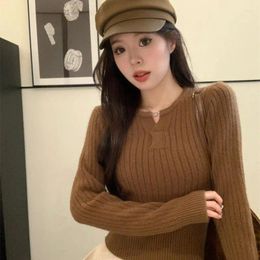 Women's Sweaters Long Sleeve V-Neck Pullover Sweater Stretchy Knit Base Top Slim Thin Female Basic T-Shirt Autumn Winter