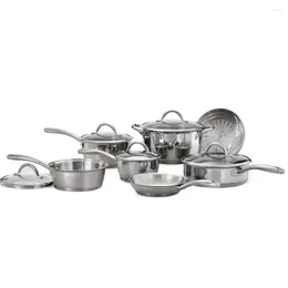 Cookware Sets Tramontina Gourmet Stainless Steel Tri-Ply Base Set 12 Piece Non Stick Cooking Pot Pots And Pans Kitchen Cook