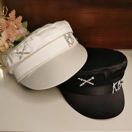 Silk rhinestone RB navy hat womens casual and versatile duckbill spaper childrens internet famous beret trendy 240131