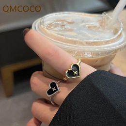 Cluster Rings QMCOCO Fashion Anniversary Gifts Black Love Stone For Women Romance Jewellery Party Finger Accessories