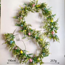 Decorative Flowers Wire Green Rattan Plastic Grass Strip Simulation Leaves Pull And Christmas Decorations