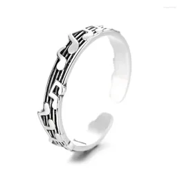 Cluster Rings QiLuxy Vintage Silver Colour Music Note Opening For Women Men Fashion Adjustable Charm Punk Jewellery