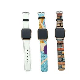 Other Home Garden Sublimation Smart Watch Bands Pu Leather Straps For Series 1/2/3/4/5 38 40 42 44 Mm Replacement Wrist Bracelet M Dhznp