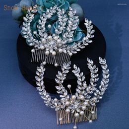 Hair Clips A512 Flower Bridal Tiara Clip Gift Pearl Wedding Bride Combs Accessories Handmade Women Ornaments Jewellery