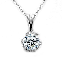 Chains D Colour VVS1 Moissanite Necklace 925 Sterling Silver 1 0Ct Round Brilliant Diamonds Solitaire Pendant For Women Jewelry192C