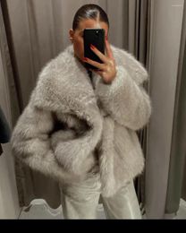 Women's Jackets Elegant Lapel Fluffy Furry Faux Fur Coat For Women Fashion Solid Warm Long Sleeve Jacket Autumn Winter Thick Casual Overcoat