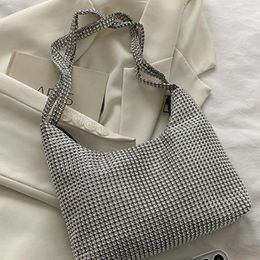 Evening Bags Elegant Handbag Bag Shiny For Rhinestone Clutch Silver Underarm Shoulder Wedding Party