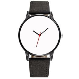 Wristwatches Disassembled Sublimation Blank Face Leather Watch Men White Dial Quartz2531