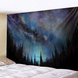 Tapestries Mysterious Forest Wall Hanging Mandala Tapestry Starry Sky Yoga Mat Sleeping Pad Polyester Bohemian Psychedelic Decoration